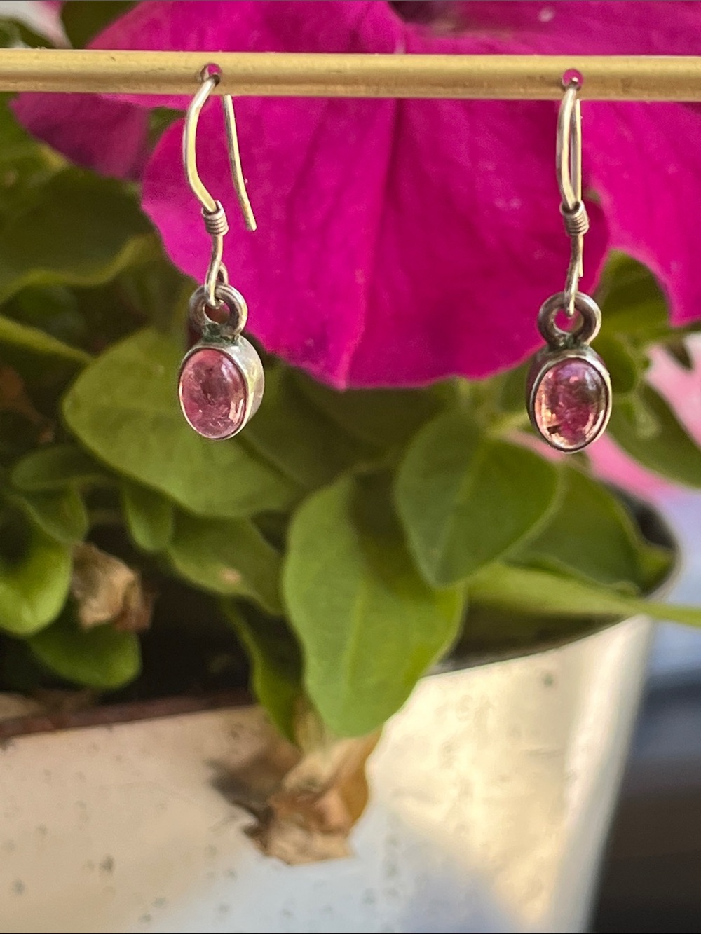 Pink Tourmaline 925 Silver earrings - Picture 12 of 12